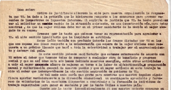 Correspondencia de la Secretaria General del Movimiento Pro-Emancipación de las Mujeres de Chile (MEMCH), Elena Caffarena, enero-mayo 1938