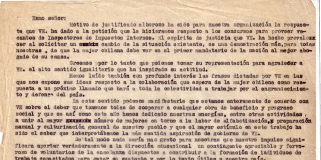 Correspondencia de la Secretaria General del Movimiento Pro-Emancipación de las Mujeres de Chile (MEMCH), Elena Caffarena, enero-mayo 1938