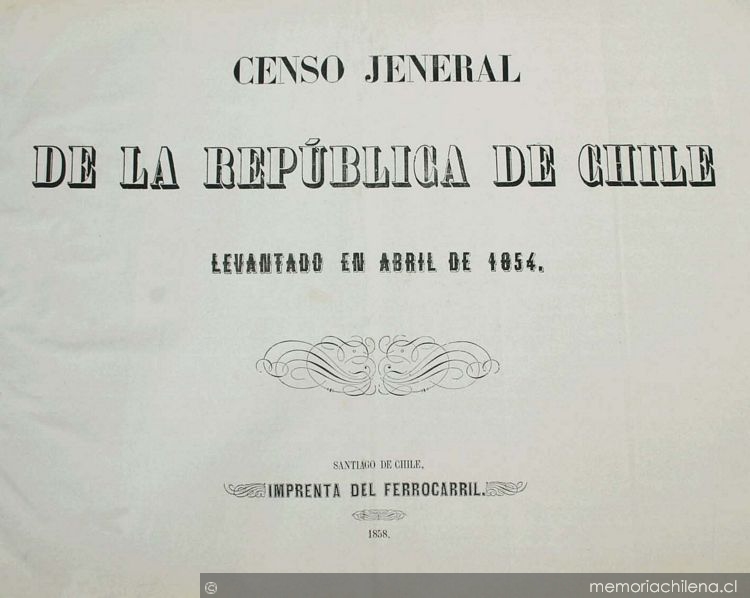 Censo jeneral de la República de Chile: levantado en abril de 1854