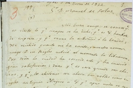 [Carta] 1822 enero Buenos Ayres [a] Manuel de Salas [Santiago?]