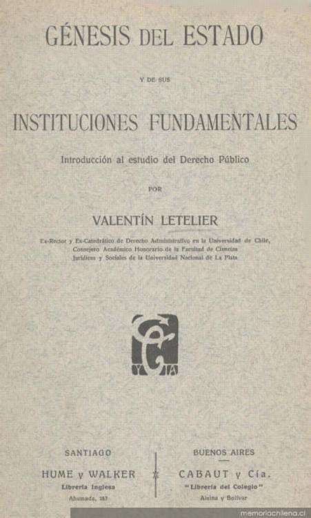 Génesis del estado y de sus instituciones fundamentales : introducción al estudio del Derecho Público