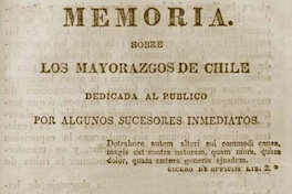 Memoria sobre los mayorazgos de Chile