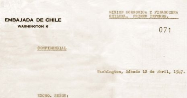 Misión económica y financiera chilena[manuscrito] : Primer informe