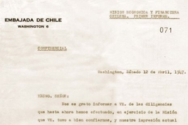 Misión económica y financiera chilena[manuscrito] : Primer informe