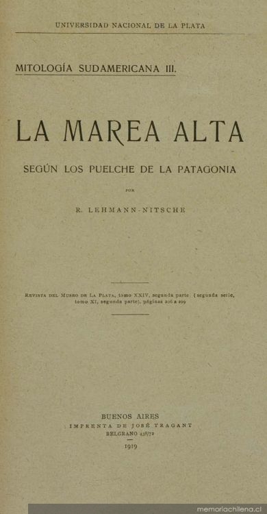 La marea alta : según los Puelche de la Patagonia