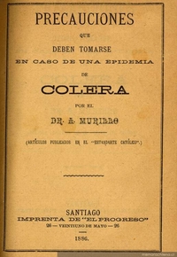 Precauciones que deben tomarse en caso de una epidemia de cólera