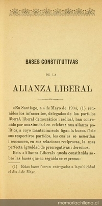 Bases constitutivas de la Alianza Liberal Bases constitutivas de la Alianza Liberal