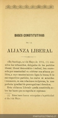 Bases constitutivas de la Alianza Liberal