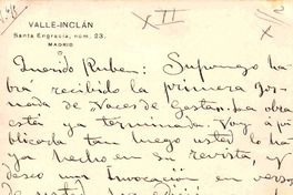 [Carta], ca. 1900 Madrid, España <a> Rubén Darío: [manuscrito]
