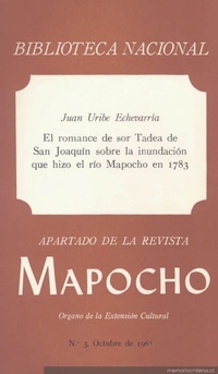 El romance de Sor Tadea de San Joaquín sobre la inundación que hizo el río Mapocho en 1783