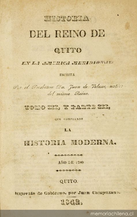 Historia del Reino de Quito : en la América meridional