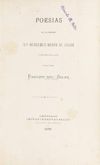 Poesías de la señora Da. Mercedes Marín de Solar (1874)