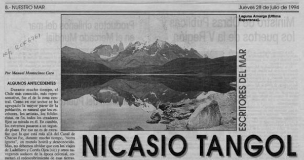 Nicasio Tangol y los mitos australes