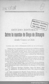 Estudio histórico sobre la marcha de Diego de Almagro : desde Cuzco a Chile