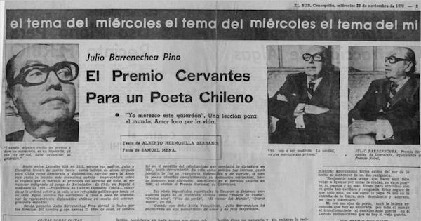 Julio Barrenechea Pino : el Premio Cervantes para un poeta chileno