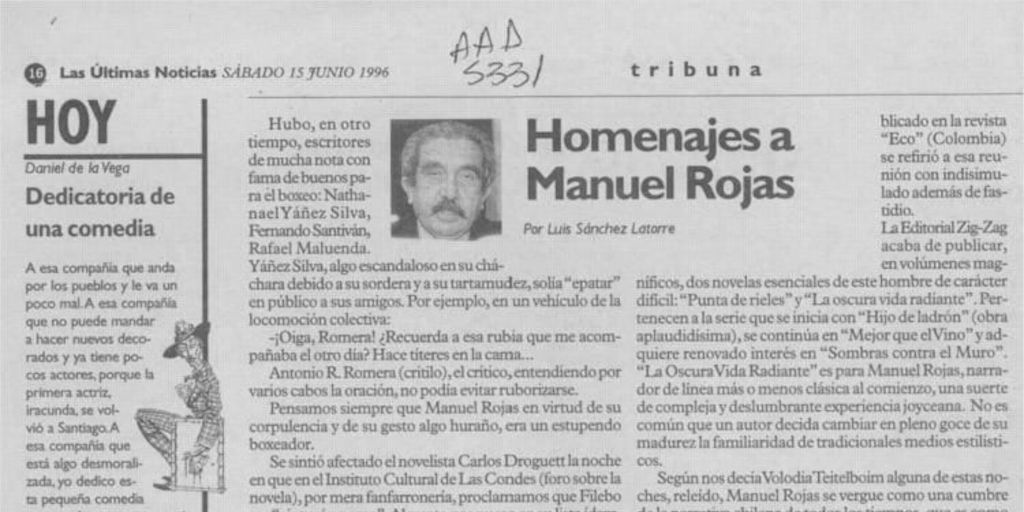 Homenajes a Manuel Rojas