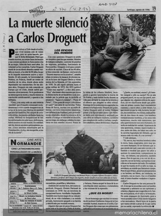 La muerte silenció a Carlos Droguett