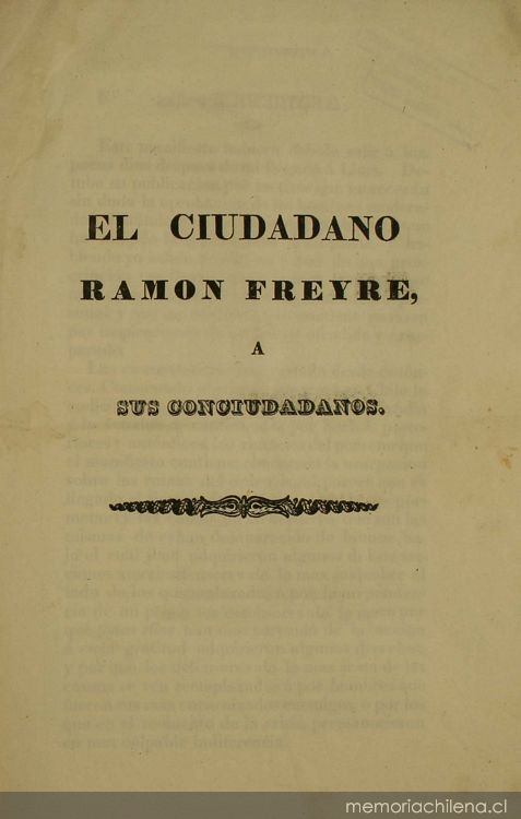 El ciudadano Ramón Freyre a sus conciudadanos