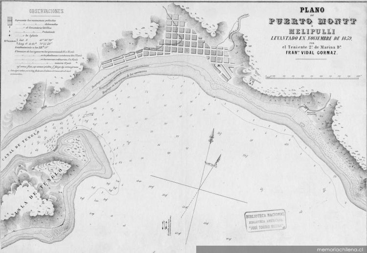 Plano de Puerto Montt ó Melipulli, levantado en noviembre de 1859