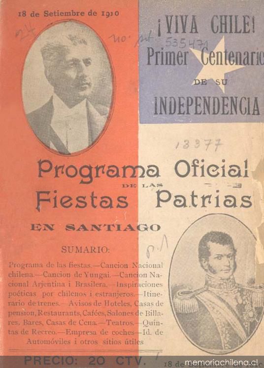 Programa oficial de nuestro Centenario : con ampliación del popular elaborado por la Ilustre Municipalidad