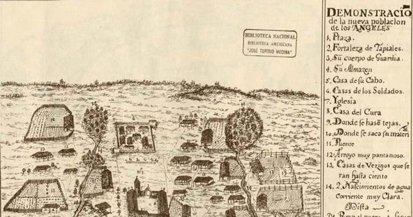 Demostración de la nueva población de Los Ángeles, siglo XVIII