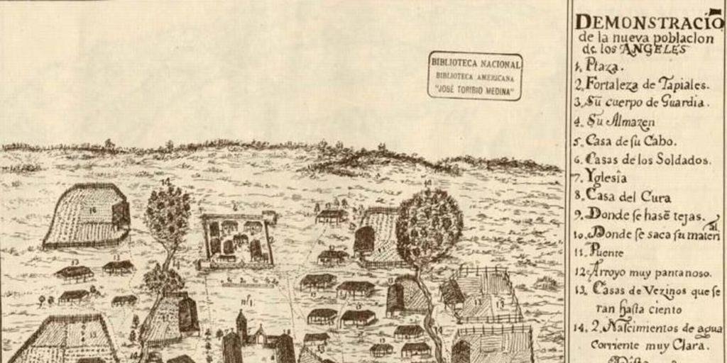 Demostración de la nueva población de Los Ángeles, siglo XVIII