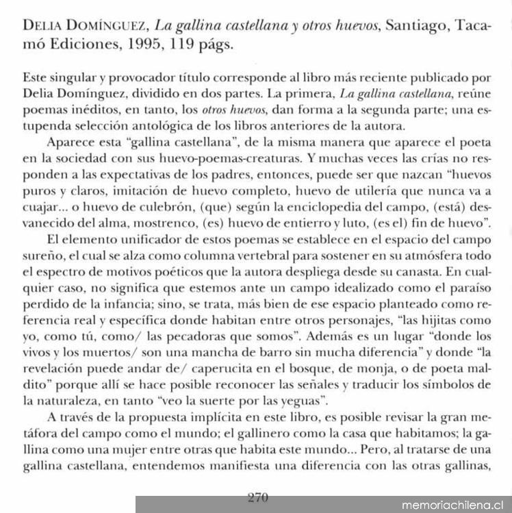 Delia Domínguez : La Gallina castellana y otros huevos