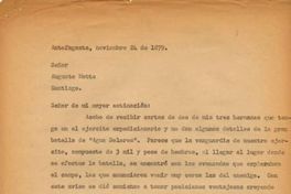 Carta, 1879 nov. 24, Antofagasta a Augusto Matte, Santiago, Chile