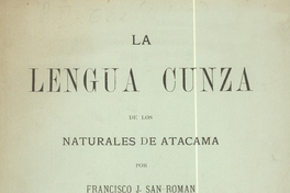 La lengua cunza de los naturales de Atacama