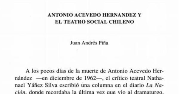 Antonio Acevedo Hernández y el teatro social chileno