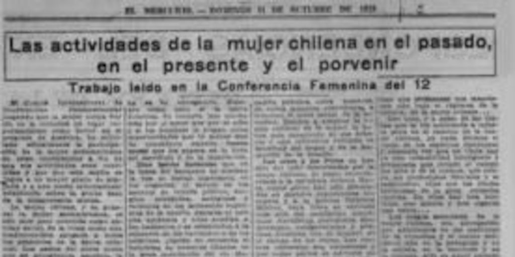 Las actividades de la mujer chilena en el pasado, en el presente y en el porvenir