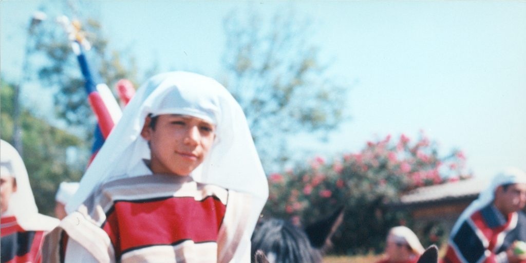 Niño a caballo en la Fiesta de Cuasimodo de Talagante, abril 1997