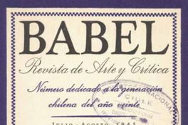Babel : revista de arte y crítica : número 28, Julio - Agosto 1945