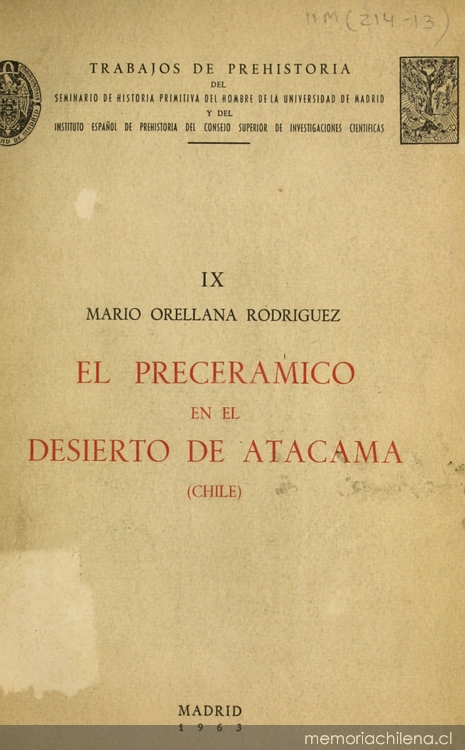 El precerámico en el desierto de Atacama: (Chile)