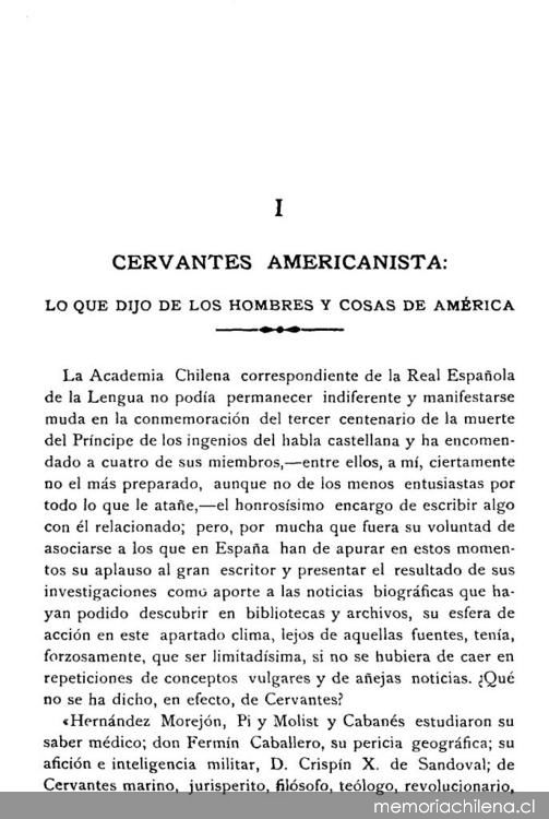 Cervantes americanista : lo que dijo de los hombres y cosas de América