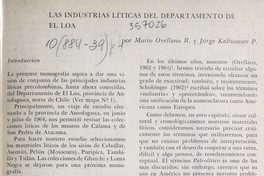 Las industrias líticas del Departamento de El Loa