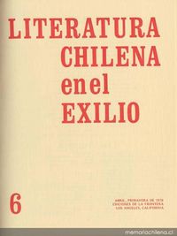 Literatura chilena en el exilio, no. 6, abr. (primavera 1978)