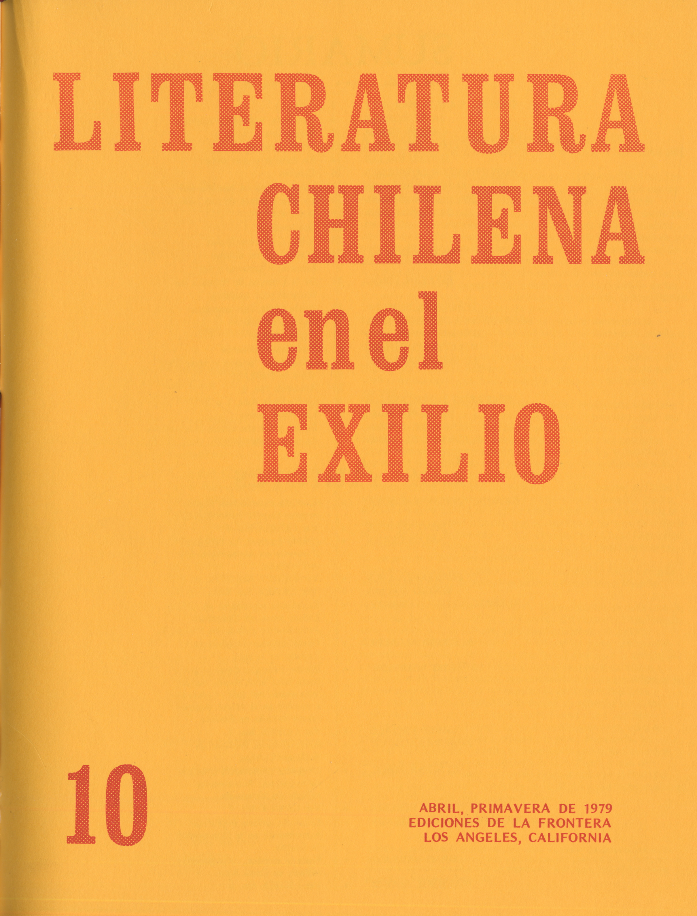 Literatura chilena en el exilio, no. 10, abr. (primavera 1979)