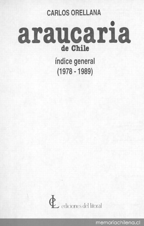 Araucaria de Chile : índice general (1978-1989