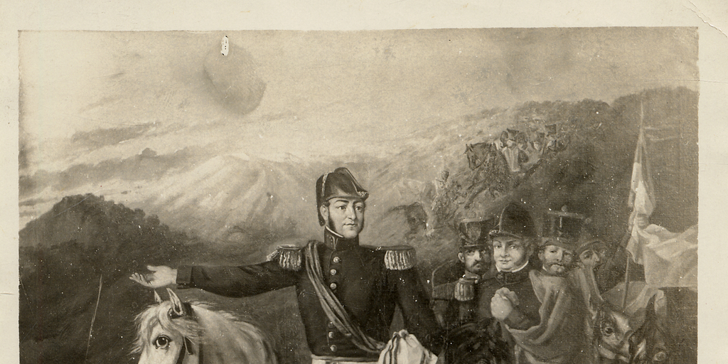 San Martín y O'Higgins después de transmontar los Andes