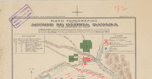 Plano topográfico de la acción de Cancha Rayada, 1818