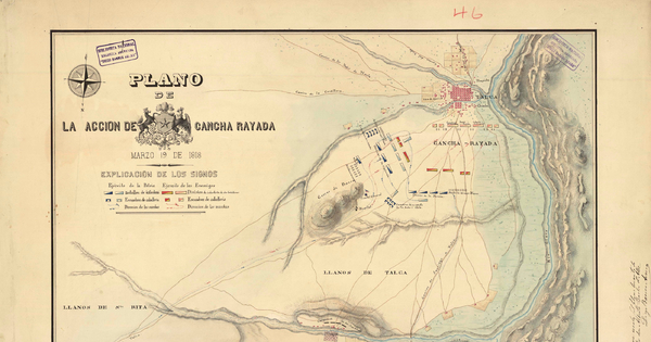 Plano de la acción de Cancha Rayada, 1818