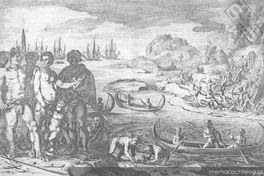 Detalle de nativos de Tierra del Fuego atacando a holandeses, ca. 1625