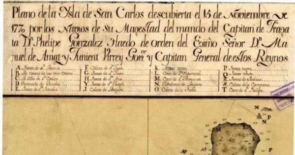 Primer mapa de la Isla de Pascua levantado en 1770