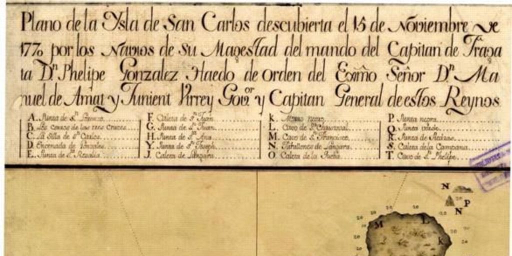 Primer mapa de la Isla de Pascua levantado en 1770