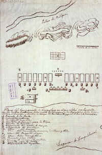 Plano del campamento de Lonquilmo en el que celebra parlamento entre Ambrosio O'Higgins y losaraucanos