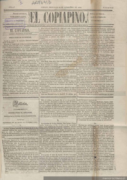 El Copiapino : 18 de septiembre de 1850