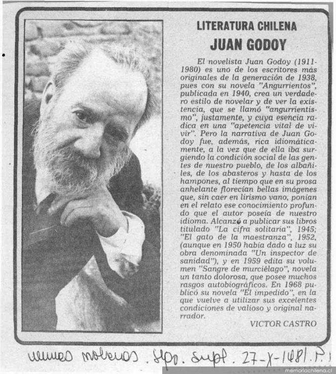 Literatura chilena : Juan Godoy.