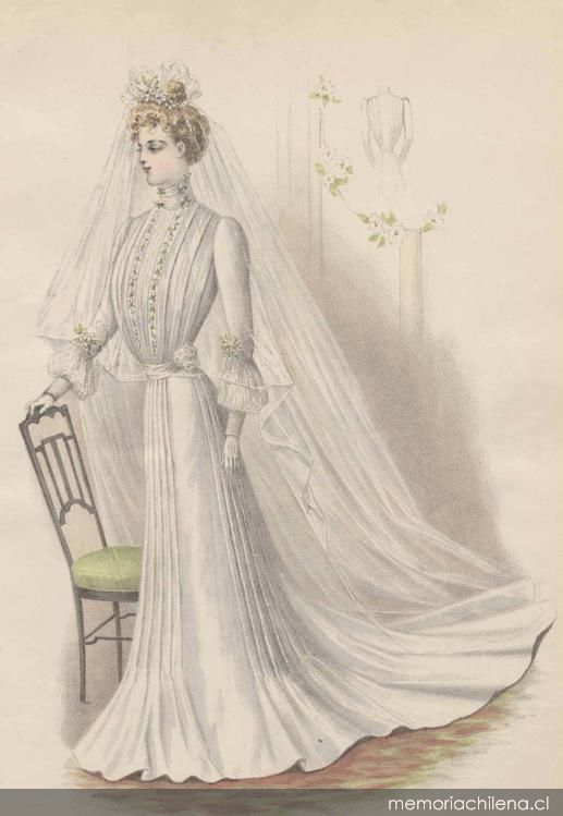 Vestido de novia, 1900 - Memoria Chilena, Biblioteca Nacional de Chile