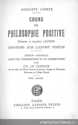 Cours de philosophie positive :(première et deuxième leçons) : discours sur l'esprit positif